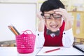 Funny boy in classroom