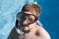 Funny boy with diving goggles Royalty Free Stock Photo