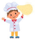 Funny boy with dough. Cartoon kid baking pastry Royalty Free Stock Photo