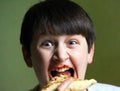 Funny Boy Eating Pizza Royalty Free Stock Photo