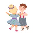 Funny Boy and Girl with Freckles Pair Dancing and Moving to Music Vector Illustration