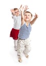 Funny boy and girl is playing in the studio Royalty Free Stock Photo