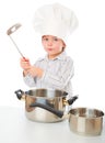 A funny boy is portraying a cook