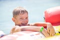 Funny boy on sea Royalty Free Stock Photo