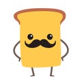 Funny bread vector illustration. Bread character with cute face.