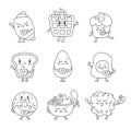 Funny breakfast characters. Coloring Page