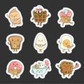 Funny breakfast characters. Sticker Bookmark