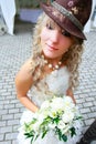 Funny bride in hat