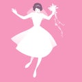 Funny bride wearing retro wedding clothes dancing in retro style Royalty Free Stock Photo