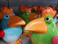 Funny bright ceramic birds for the garden Royalty Free Stock Photo
