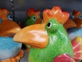 Funny bright ceramic birds for the garden Royalty Free Stock Photo