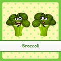 Funny brocoli character on yellow background