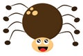 A laughing funny brown-colored cartoon spider vector or color illustration