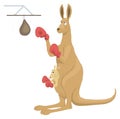 funny brown kangaroo boxing animal vector illustration transparent background