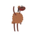 Funny brown sheep character standing with raised leg cartoon vector illustration Royalty Free Stock Photo