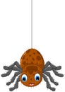 Funny brown spider cartoon posing