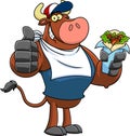 Funny Bull Cartoon Character Giving The Thumbs Up And Holding A Burrito Royalty Free Stock Photo