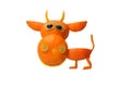 Funny bull made of orange