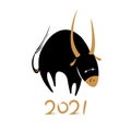 Funny bull, ox New Year card 2021