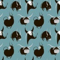 Funny bull seamless pattern, ox New Year 2021