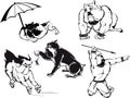 Funny Bulldog Cartoons Set