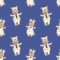 Funny bulls seamless patter. Cute childish background. Animal repeatable print. Royalty Free Stock Photo