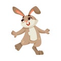 Funny Bunny Animal Enjoying and Cheering with Happy Smiling Snout Vector Illustration