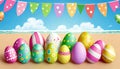 Funny bunny easter eggs Holidays banner Royalty Free Stock Photo