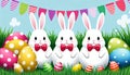 Funny bunny easter eggs Holidays banner Royalty Free Stock Photo