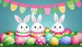 Funny bunny easter eggs Holidays banner Royalty Free Stock Photo