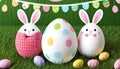 Funny bunny easter eggs Holidays banner Royalty Free Stock Photo