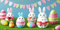 Funny bunny easter eggs Holidays banner Royalty Free Stock Photo