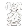 Funny bunny with globe. Bunny go to school.
