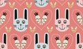 Funny Bunny Happy Valentine heart soft pink blue