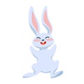 Funny Bunny Jumps Laughing with joy and Happiness