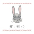 Funny bunny. Retro style. Best friend