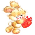 Funny buny cute pets watercolor illustration Royalty Free Stock Photo