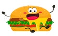 Funny burger in cartoon style. Vector isolate on a white background. Royalty Free Stock Photo