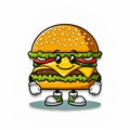 A funny burger character.