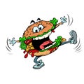 Funny burger character. Joyful fast food. isolate on a white background Royalty Free Stock Photo