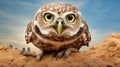 Funny Burrowing owl Athene cunicularia, Owl, Humor, Curiosity, Bizarre, Bird. generative ai