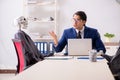 The funny business meeting with boss and skeletons Royalty Free Stock Photo