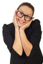 Funny business woman with eyeglasses Royalty Free Stock Photo