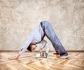 Funny business yoga Royalty Free Stock Photo