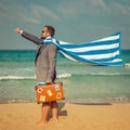 Funny businessman on the beach Royalty Free Stock Photo