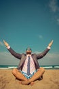 Funny businessman on the beach Royalty Free Stock Photo