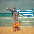 Funny businessman on the beach Royalty Free Stock Photo