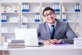 The funny businessman clown acting silly in the office Royalty Free Stock Photo