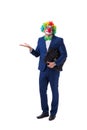 The funny businessman clown isolated on white background Royalty Free Stock Photo