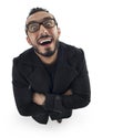 Funny Businessman with Crazy Expression isolated